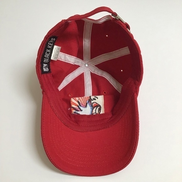 The Black Keys Rock Band Hat Strap Back Cap Red Canvas Lollipop Adjusts RARE NEW - Picture 10 of 12